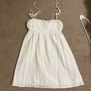 Hollister White Textured Spaghetti Strap Sundress